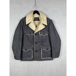 Sears‎ Roebuck Denim Chore Coat Sherpa Jacket Men's 42 Ranch Shearling Vintage